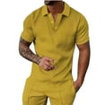 thumbnail image 1 of Wlynlyn Mens Summer T-Shirts Short Sleeve Textured Collared Sweatshirts Casual V Neck Buttons up Loose Fitted Golf Shirts, 1 of 5
