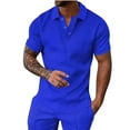 thumbnail image 1 of Wlynlyn Mens Summer T-Shirts Short Sleeve Textured Collared Sweatshirts Casual V Neck Buttons up Loose Fitted Golf Shirts, 1 of 5
