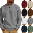 thumbnail image 1 of Wlynlyn Mens Crewneck Sweatshirts Fashion Long Sleeve Textured Knit Pullover Loose Casual Quarter Button Tops, 1 of 8