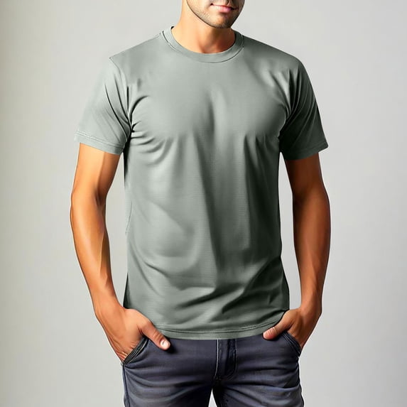 Wlynlyn Mens T-Shirts Crew Neck Casual Basic Tee Shirt Short Sleeve Loose Fitted Soft Plain Undershirt
