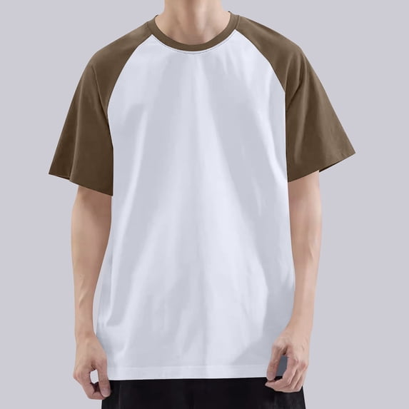 Wlynlyn Mens T-Shirts Short Sleeve Color Block Basic Tees Shirts Summer Casual Drop Shoulder Loose Fitted Outdoor Streetwear Tops