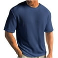 thumbnail image 1 of Wlynlyn Mens T-Shirts Short Sleeve Crewneck Shirt Casual Textured Loose Fitted Pullover Solid Color Knit Summer Tops, 1 of 5