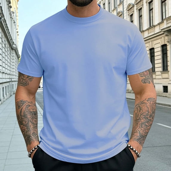 Wlynlyn Mens T Shirts Short Sleeve Solid Crew Neck Loose Fitted Tees Basic Casual Tops Plain Soft Summer Shirt