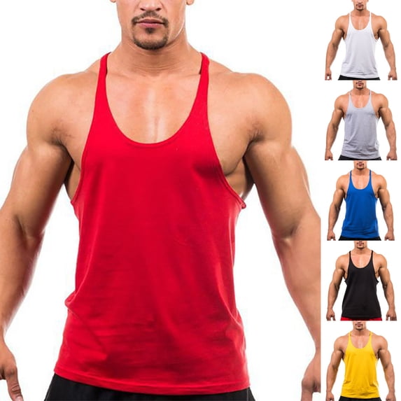 Wlynlyn Mens Tank Tops Sleeveless Round Neck Workout Tshirts Loose Fitted Solid Color Summer Gym Tees Tops