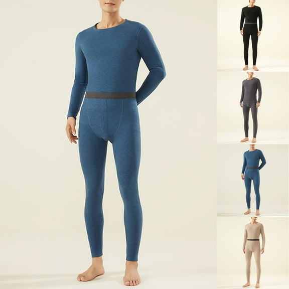 Wlynlyn Mens Thermal Underwear Sets 2 Piece Base Layer Pajamas Sets Plus Size Tops Bottoms Cold Weather Long Johns