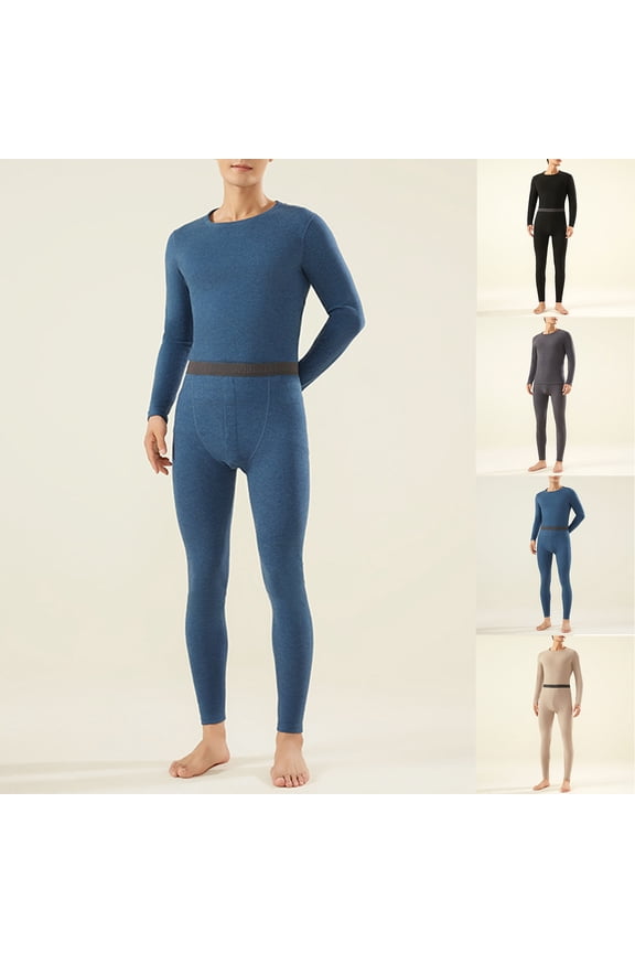 Mens Thermal Underwear Sets 2 Piece Base Layer Pajamas Sets Plus Size Tops Bottoms Cold Weather Long Johns