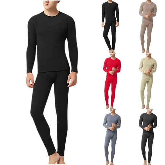 Wlynlyn Mens Thermal Underwear Sets Casual Base Layer Cold Weather Top Bottom Warm Long Johns 2 Piece Outfits
