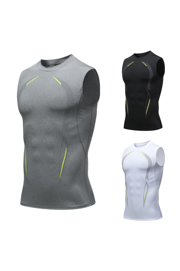 Mens Workout Tank Tops Summer Sleeveless Quick Drying Base Layer Gym Running Training Undershirts