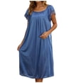 thumbnail image 1 of Wlynlyn Nightgown for Women Scoop Neck Lace Short Sleeve Sleep Gown Flowy Vintage Long Sleepwear Loungewear, 1 of 6