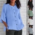 thumbnail image 1 of Wlynlyn Oversized Cotton Linen Shirts for Women ShortSleeve Blouses Loose Fitted Going out Tops Plus Size, 1 of 7