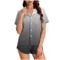 thumbnail image 1 of Wlynlyn Pajama Set for Women 2 Piece Short Sleeve Button down Tops and Elastic Waist Shorts Soft Loungewear Set(Gray,Small), 1 of 7