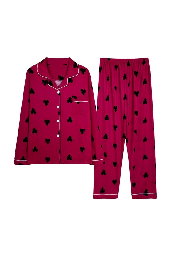 Pajamas Set for Women 2 Piece Pjs Outfit Long Sleeve Button down Shirts Sleepwear Pants Lounge Sets