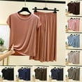 thumbnail image 1 of Wlynlyn Pajamas Sets for Women 2 Piece Outfits Casual Short Sleeve Tops Loungewear Pants Soft Comfy Pjs Sets, 1 of 4