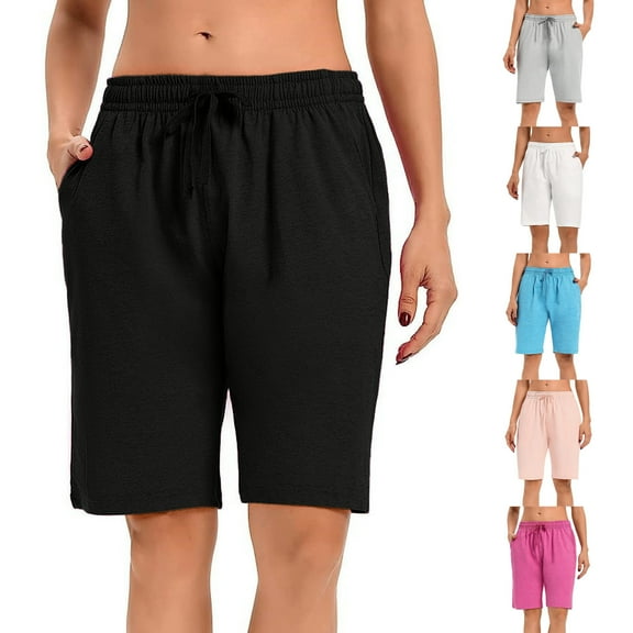 Wlynlyn Pajamas Shorts for Women Drawstring Low Waisted Lounge Shorts Knee Length Soft Comfy Sleep Bottoms