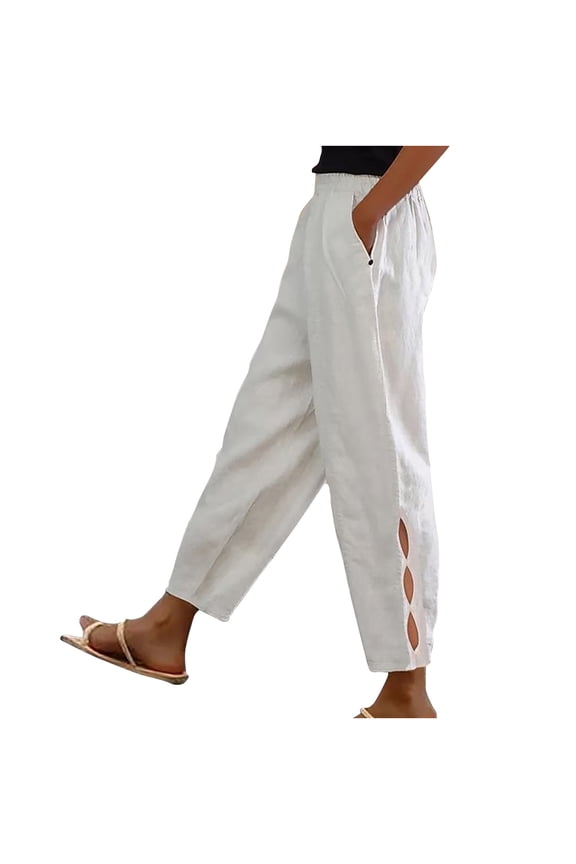Pants for Women High Waisted Baggy Lounge Pants Lightweight Ankle Length Summer Beach Trousers Size XL