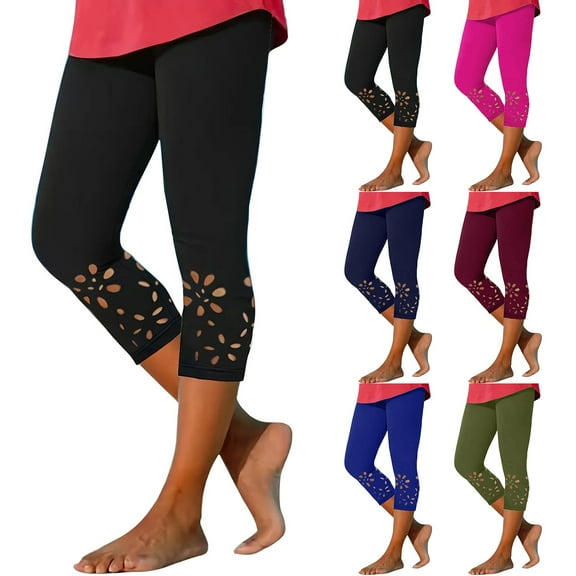 Wlynlyn Plus Size Capri Leggings for Women Knee Length Yoga Capris High Waisted Cropped Pants Casual Solid Comfy Capris