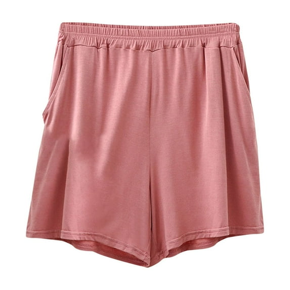 Wlynlyn Plus Size Pajamas Shorts for Women Summer Elastic Waist Solid Color Soft Comfy Homewear Shorts
