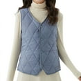 thumbnail image 1 of Wlynlyn Plus Size Quilted Vest for Women Sleeveless Puffer Jakcets V Neck Lightweight down Coat Outwear(Blue,4X-Large), 1 of 5