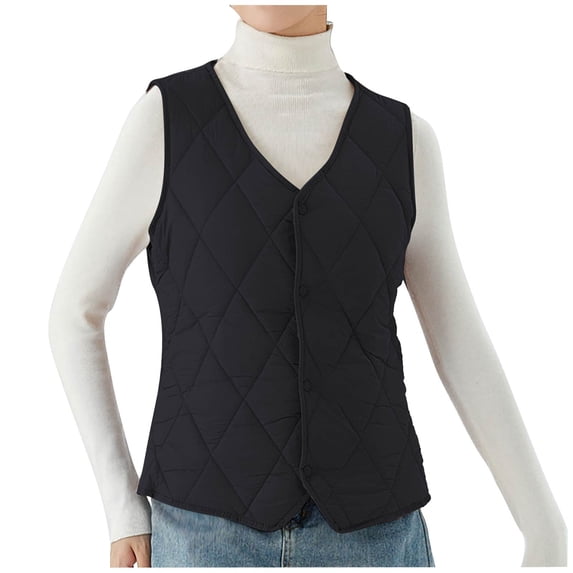 Wlynlyn Plus Size Quilted Vest for Women Sleeveless Puffer Jakcets V Neck Lightweight down Coat Outwear X-Large