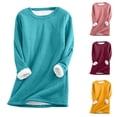 thumbnail image 1 of Wlynlyn Plus Size Sweatshirts for Women Crew Neck Fleece Sherpa Lined Pullover Tops Loose Fitted Winter Warm Thick Blouses, 1 of 5