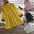 thumbnail image 1 of Wlynlyn Plus Size Tops for Women Cotton Linen Blouse Casual V Neck Shirts Short Sleeve Tops Loose Fitted Tunic Top, 1 of 9