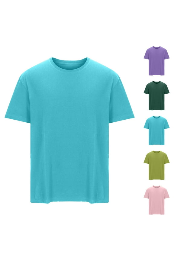 Plus Size Workout Tops for Men Casual Summer Crew Neck Short Sleeve Summer Loose Comfy Plain Tees