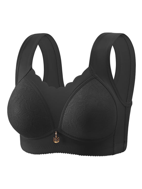 Push up Bras for Women Wide Strap No Underwire Full Coverage Bras Comfortable Wirefree Everyday Bras Large