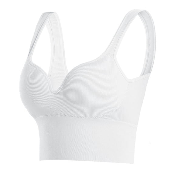 Wlynlyn Racerback Sport Bras for Women Seamless Push up Yoga Bras Crewneck Stretchy Soft Workout Gym Bras(White,X-Large)