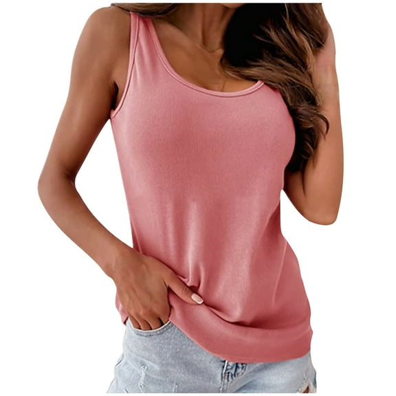 Wlynlyn Ribbed Tank Tops For Women Casual Sleeveless Shirts Knit Going Out Tops Loose Fitted XL