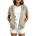 thumbnail image 1 of Wlynlyn Short Sleeve Hoodies for Girls Fleece Zip-Up Sweatshirts Kids Casual Comfy Athletic Lightweight Fashion Outwear Jackets(Khaki,9-10 Years), 1 of 5
