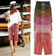 thumbnail image 1 of Wlynlyn Shorts for Women Summer Casual Knee Length Shorts High Waisted Drawstring Beach Shorts with Pocket, 1 of 4