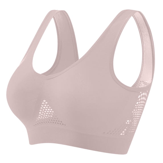Wlynlyn Sports Bras for Women Seamless Wirefree Yoga Bras Comfortable Stretchy Full Coverage Workout Supportive Bras(Pink,5X-Large)
