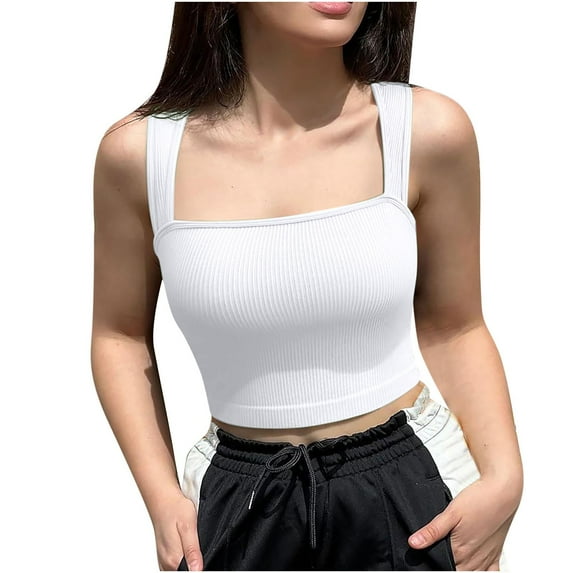 Wlynlyn Square Neck Tops for Women Sleeveless Tank Tops Casual Going out Tops Stretchy Slim Basic Tees Size S-XL