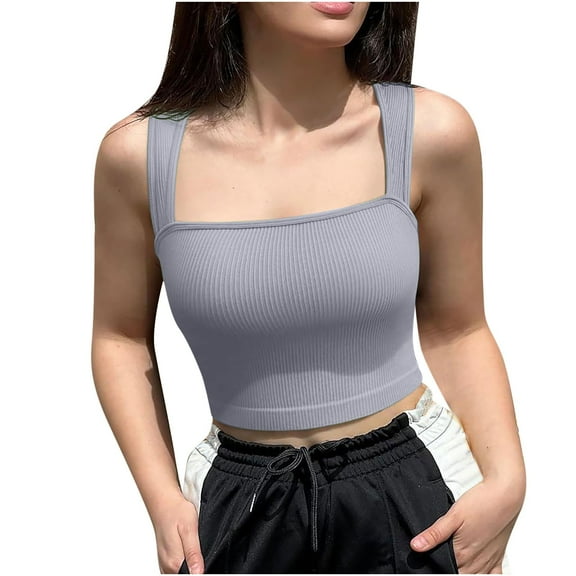 Wlynlyn Square Neck Tops for Women Sleeveless Tank Tops Casual Going out Tops Stretchy Slim Basic Tees Size S-XL