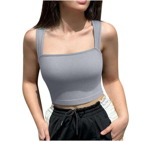 Wlynlyn Square Neck Tops for Women Sleeveless Tank Tops Casual Going out Tops Stretchy Slim Basic Tees Size S-XL