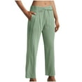 thumbnail image 1 of Wlynlyn Summer Pants for Women Low Waisted Lounge Pants Straight Wide Leg Casual Trousers with Pockets, 1 of 7