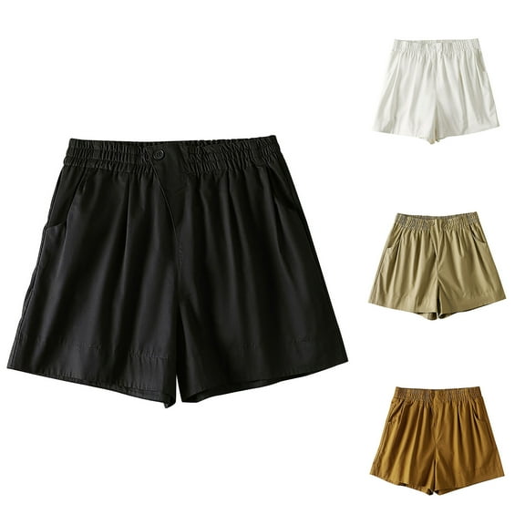 Wlynlyn Summer Shorts for Women Elastic Drawstring Lightweight Shorts Casual Loose Beach Short Pants with Pockets