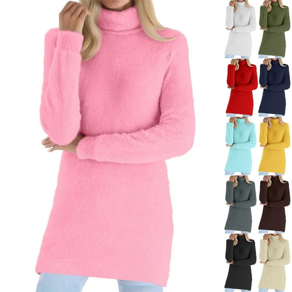 Wlynlyn Sweaters for Women Fleece Cozy Long Sleeve Turtleneck Tunic Tops Winter Warm Lightweight Pullover Tops