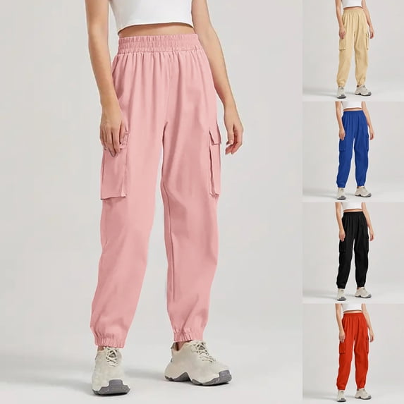 Wlynlyn Sweatpants Women High Waisted Cargo Joggers Pants Cinch Bottom Sweat Pants with Pockets