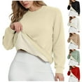 thumbnail image 1 of Wlynlyn Sweatshirts for Women Fleece Lined Casual Crewneck Long Sleeve Pullover Sherpa Soft Warm Solid Loungewear Shirts, 1 of 6