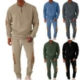 thumbnail image 1 of Wlynlyn Sweatsuit for Men 2 Piece Set Casual Quarter Zip Sweatshirts Fall Lightweight Tracksuit Sweatpants Set, 1 of 10