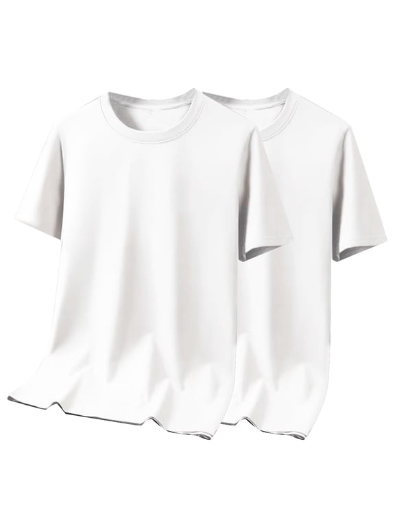 T Shirts for Men 2 Pack Short Sleeve Crewneck Basic Tees Loose Comfy Casual Fashion Solid Workout Yoga Tops