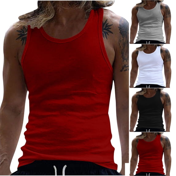 Wlynlyn Tank Top for Men Summer Casual Slim Fitted Sleeveless Workout Sports Muscle Athletic Tops Undershirt