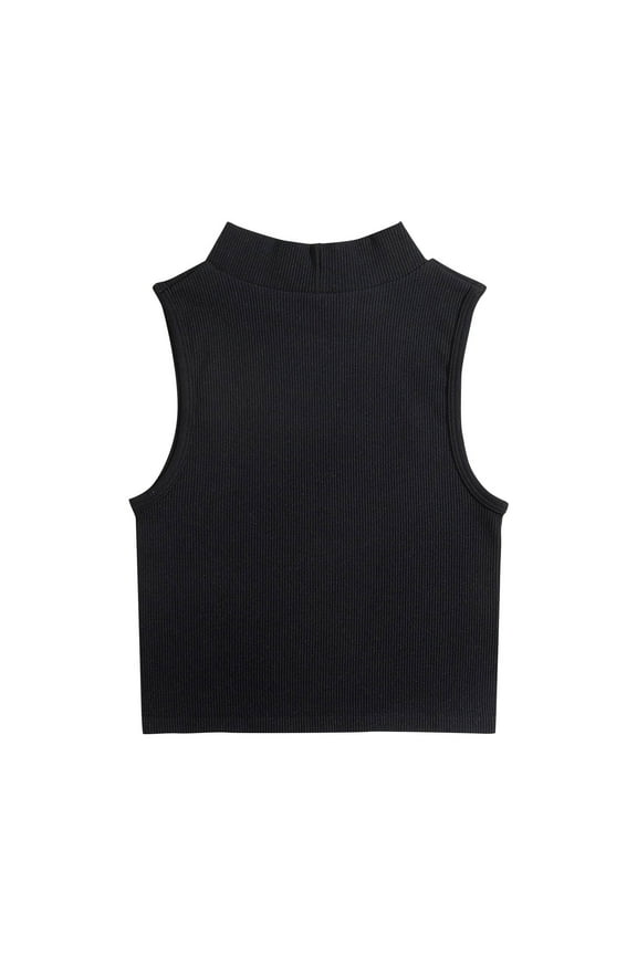Tank Tops for Women High Neck Sleeveless Shirts Ribbed Knit Going out Tops Stretchy Slim Basic Tees Size S M