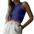 thumbnail image 1 of Wlynlyn Tank Tops for Women Sleeveless Shirts Crewneck Going out Tops Cutout Back Crop Top Ribbed Knit Slim Fitted Basic Tees L, 1 of 6