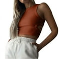 thumbnail image 1 of Wlynlyn Tank Tops for Women Sleeveless Shirts Crewneck Going out Tops Cutout Back Crop Top Ribbed Knit Slim Fitted Basic Tees M, 1 of 6