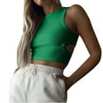 thumbnail image 1 of Wlynlyn Tank Tops for Women Sleeveless Shirts Crewneck Going out Tops Cutout Back Crop Top Ribbed Knit Slim Fitted Basic Tees XS, 1 of 6