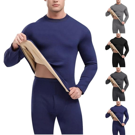 Wlynlyn Thermal Underwear for Men Long Sleeves Tops Bottoms Long Johns Set Fleece Lined Base Layer Fall Outfits