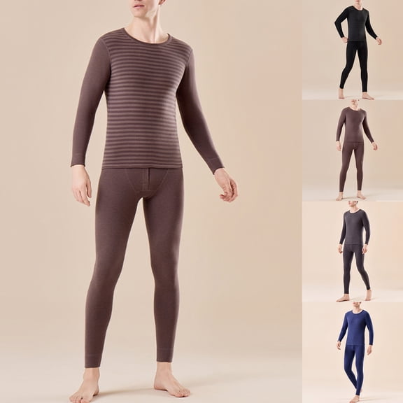 Wlynlyn Thermal Underwear for Men Pajamas Sets Fleece Lined Base Layer Top Bottom Fall Winter Warm Cold Weather Long Johns