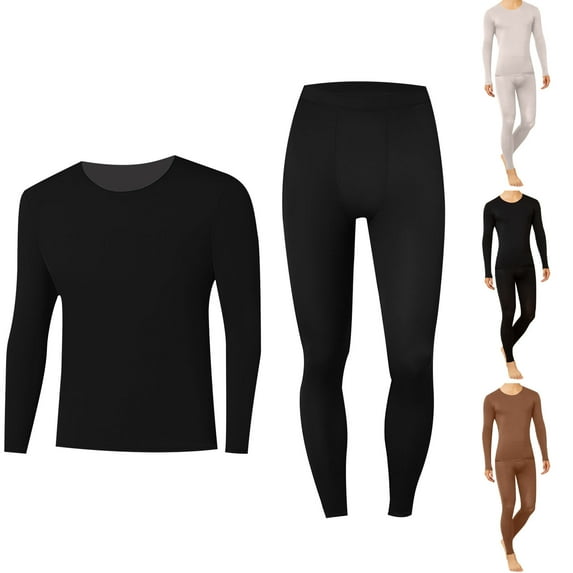 Wlynlyn Thermal Underwear for Women 2 Piece Solid Color Shirt Leggings Outfits Base Layer Warm Fleece Lined Long Johns